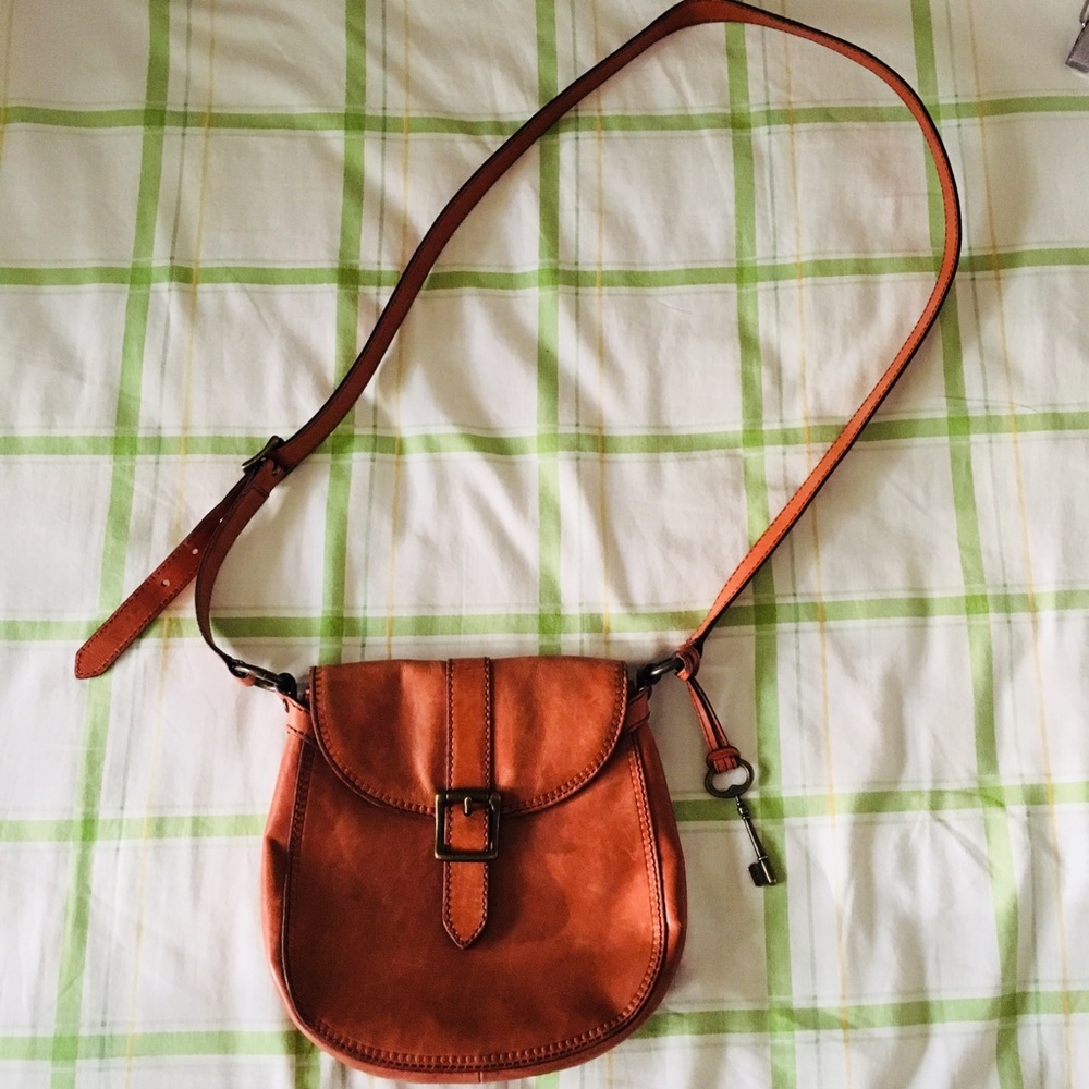 fossil crossbody bag brown leather